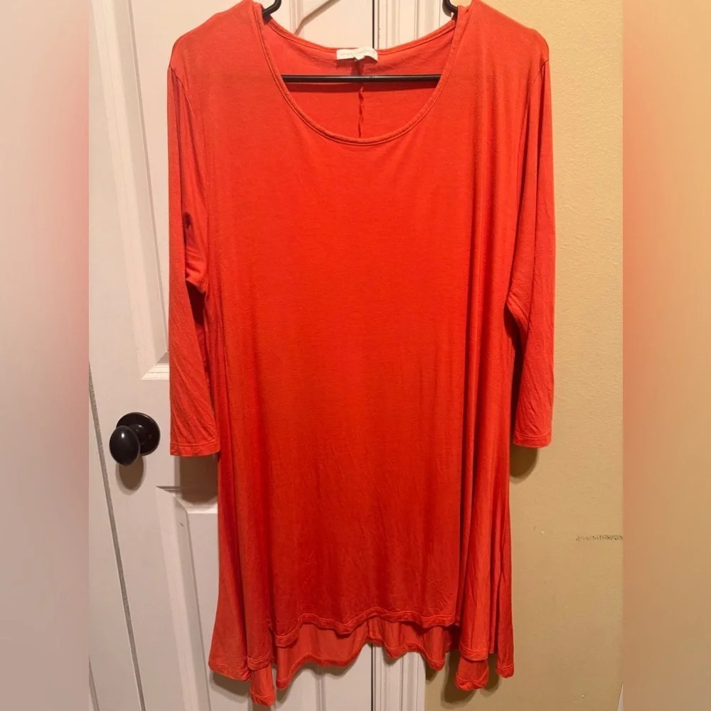 Simple Southern Orange 3/4 Sleeve Long Top Tunic Sz XL